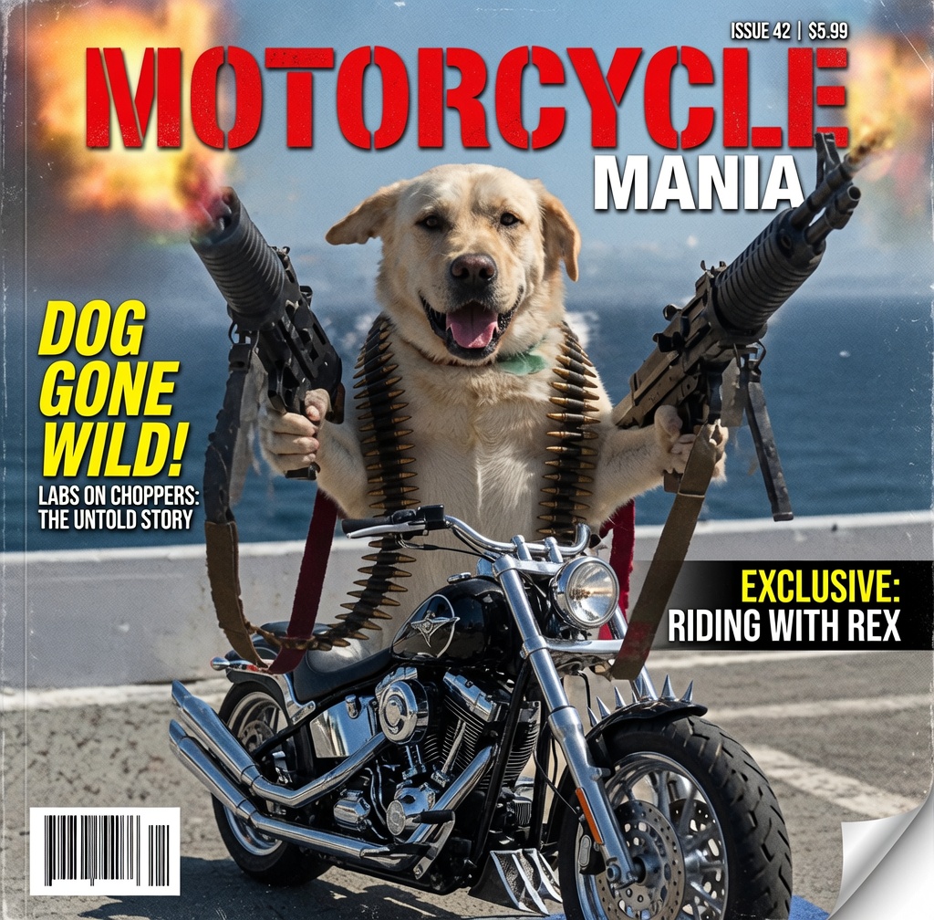 Motorcycle Mania magazine cover featuring CHOPDOG.
