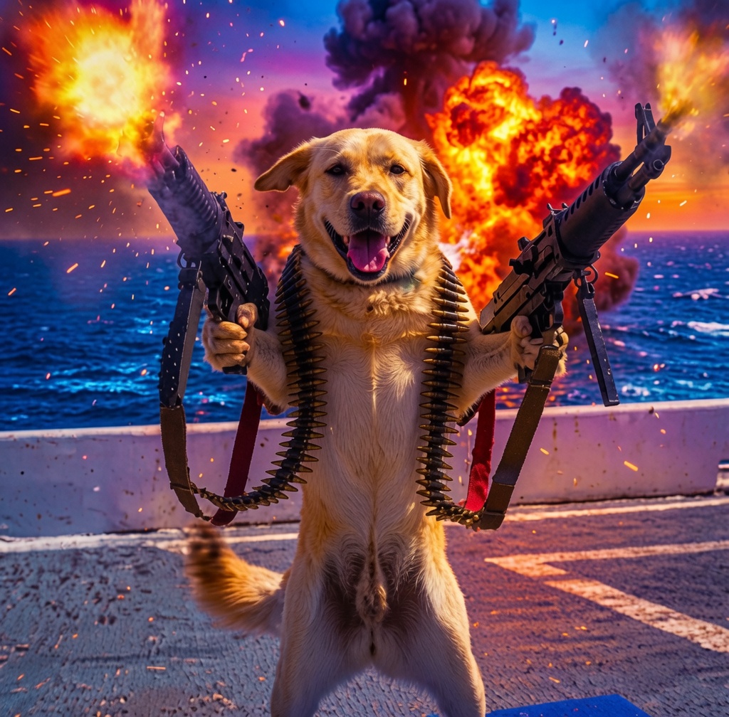 CHOPDOG in a colorful explosion meme scene.